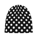 Black And White Polka Dot Pattern Print Beanie