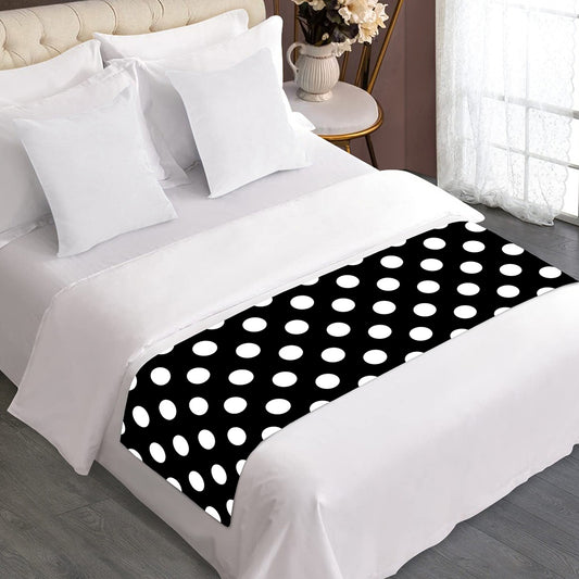 Black And White Polka Dot Pattern Print Bed Runner