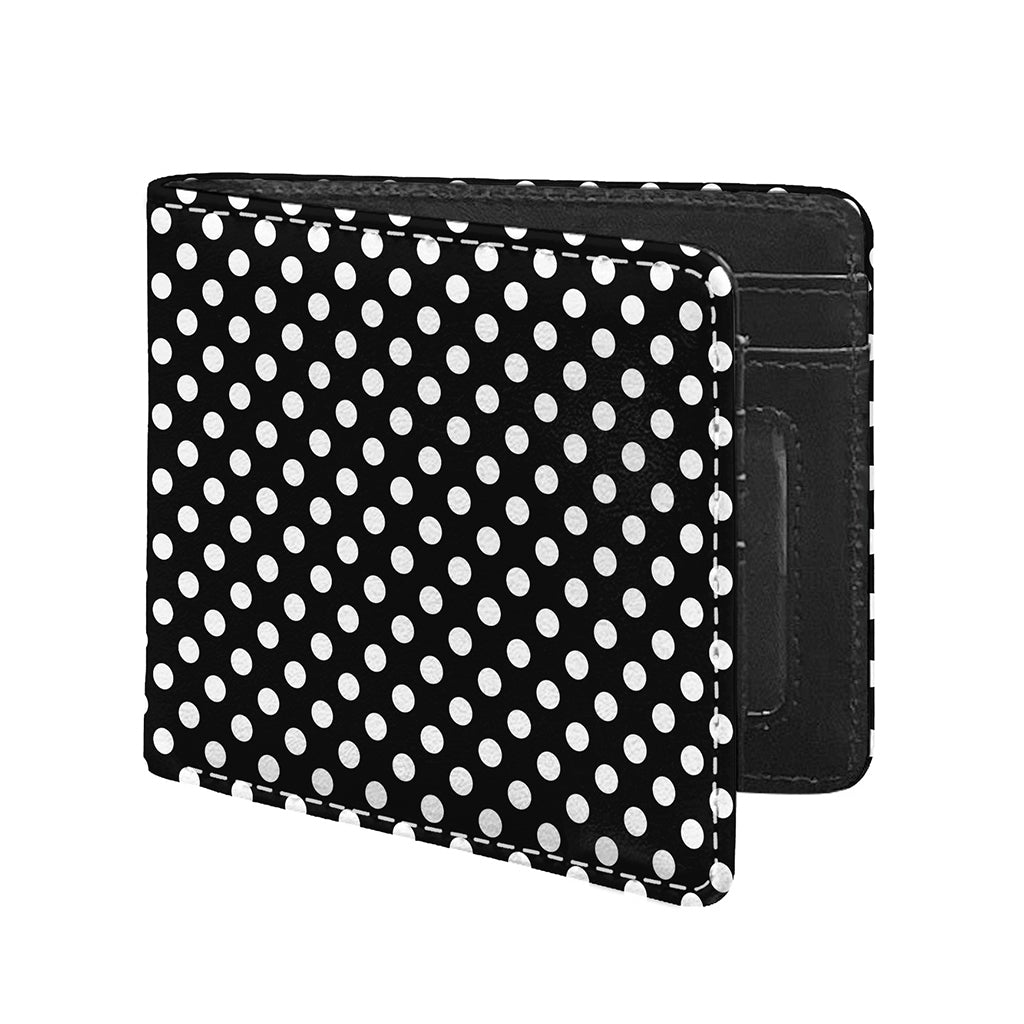 Black And White Polka Dot Pattern Print Bifold Wallet