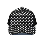 Black And White Polka Dot Pattern Print Black Mesh Trucker Cap