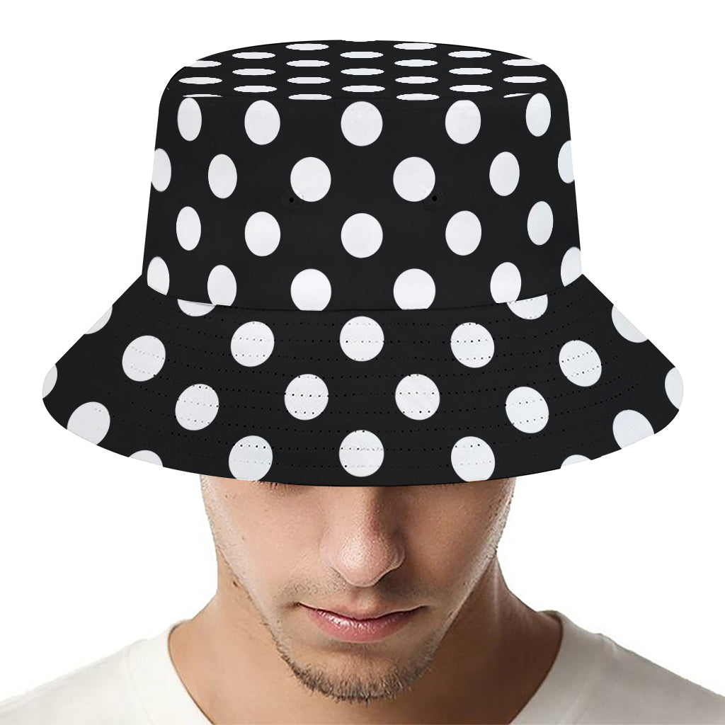 Black And White Polka Dot Pattern Print Bucket Hat