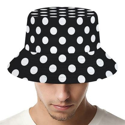 Black And White Polka Dot Pattern Print Bucket Hat