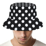 Black And White Polka Dot Pattern Print Bucket Hat