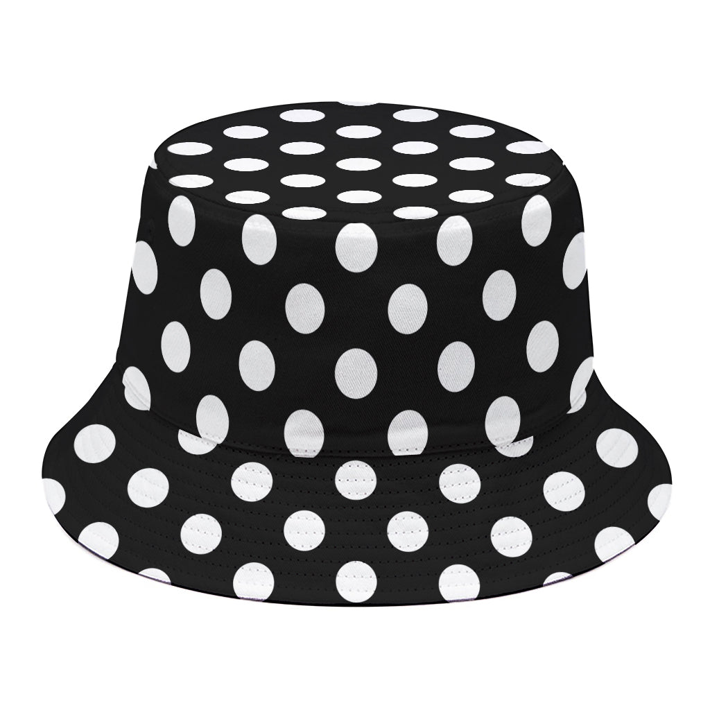 Black And White Polka Dot Pattern Print Bucket Hat