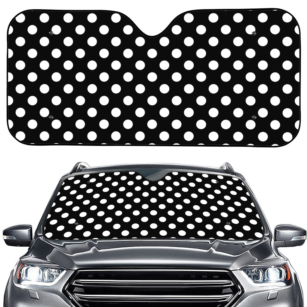 Black And White Polka Dot Pattern Print Car Windshield Sun Shade