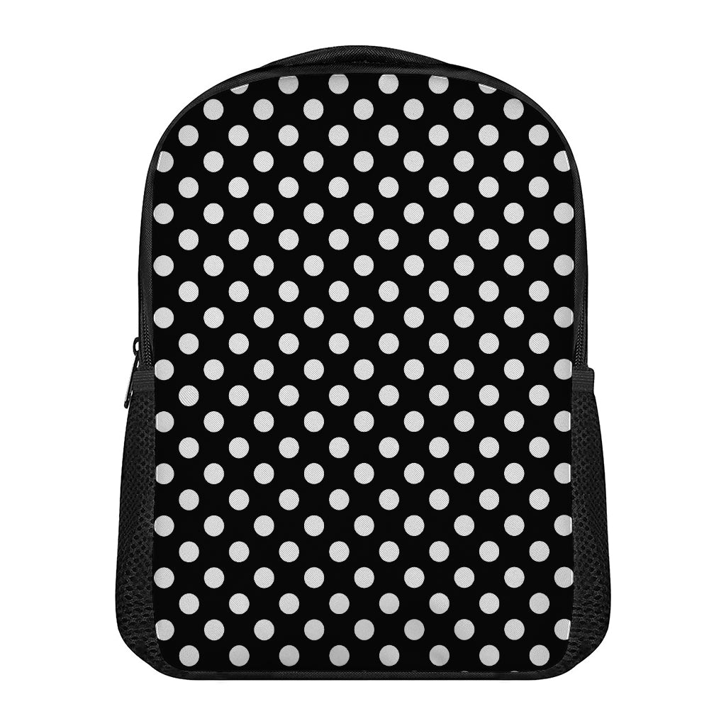 Black And White Polka Dot Pattern Print Casual Backpack
