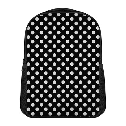Black And White Polka Dot Pattern Print Casual Backpack