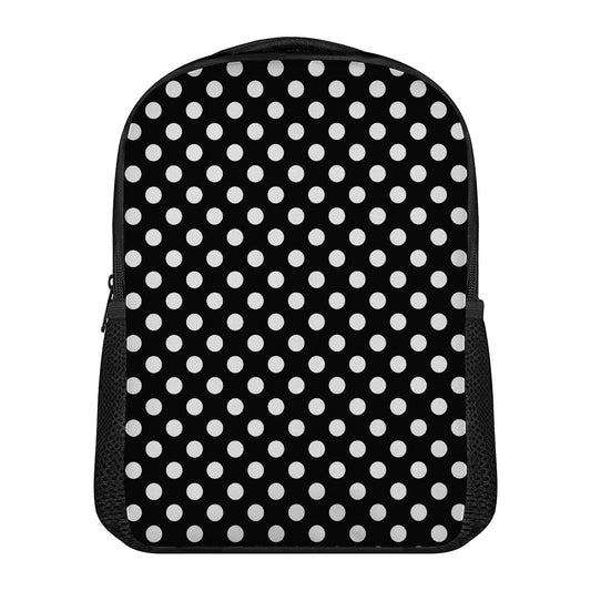 Black And White Polka Dot Pattern Print Casual Backpack