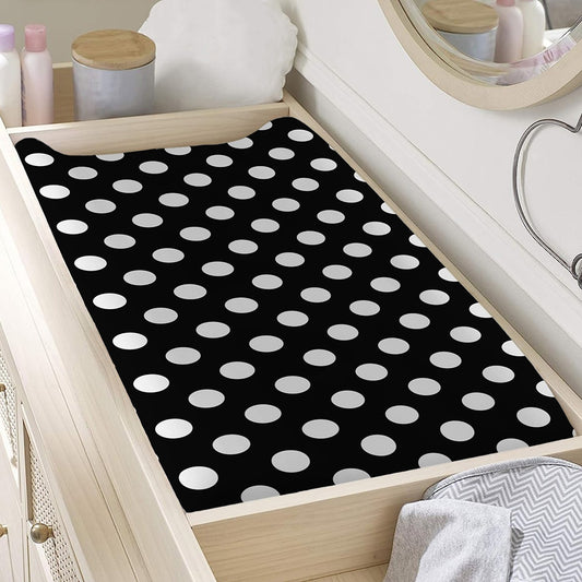 Black And White Polka Dot Pattern Print Changing Pad Cover