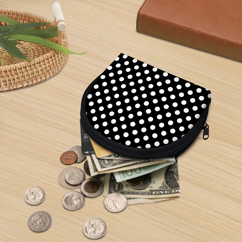 Black And White Polka Dot Pattern Print Coin Purse