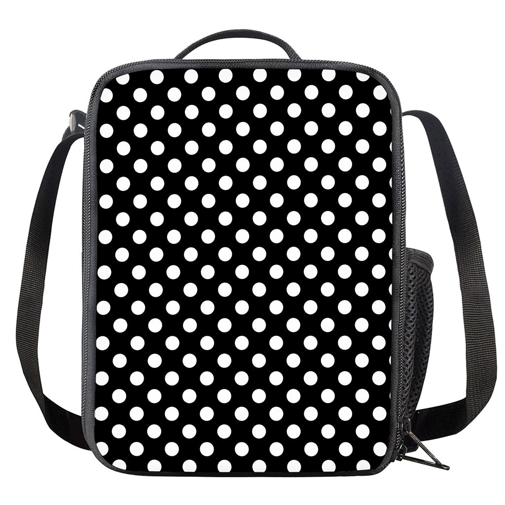 Black And White Polka Dot Pattern Print Crossbody Lunch Bag