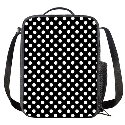 Black And White Polka Dot Pattern Print Crossbody Lunch Bag