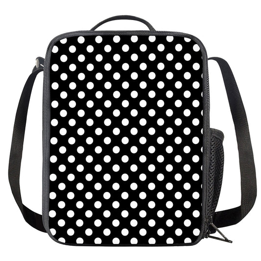 Black And White Polka Dot Pattern Print Crossbody Lunch Bag