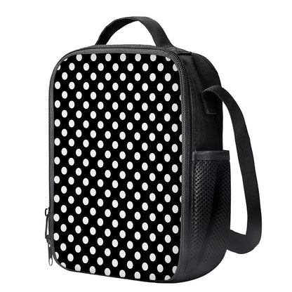 Black And White Polka Dot Pattern Print Crossbody Lunch Bag