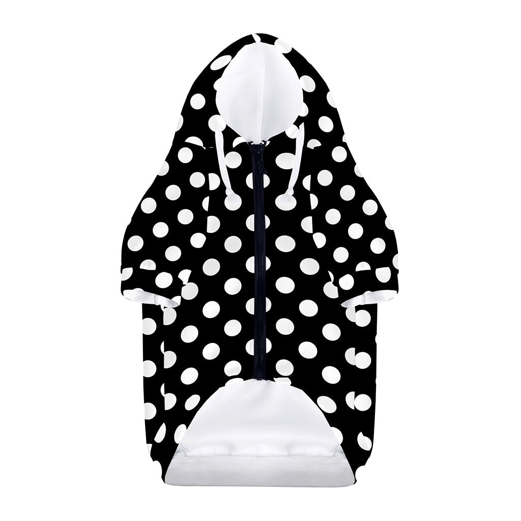 Black And White Polka Dot Pattern Print Dog Zip Up Hoodie