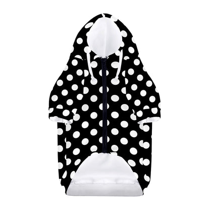 Black And White Polka Dot Pattern Print Dog Zip Up Hoodie