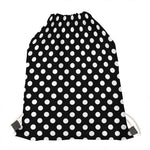 Black And White Polka Dot Pattern Print Drawstring Bag