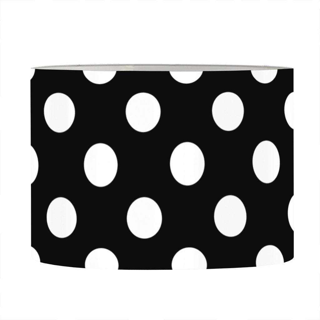 Black And White Polka Dot Pattern Print Drum Lamp Shade