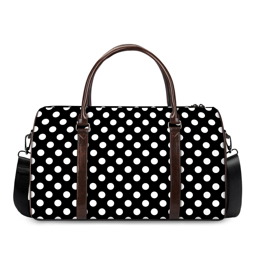 Black And White Polka Dot Pattern Print Duffle Bag