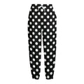 Black And White Polka Dot Pattern Print Fleece Lined Knit Pants