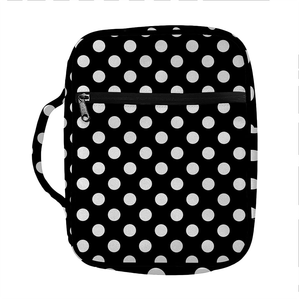 Black And White Polka Dot Pattern Print Front Pocket Bible Bag