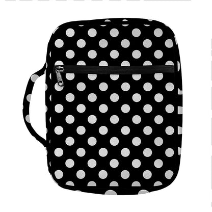 Black And White Polka Dot Pattern Print Front Pocket Bible Bag