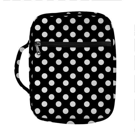 Black And White Polka Dot Pattern Print Front Pocket Bible Bag