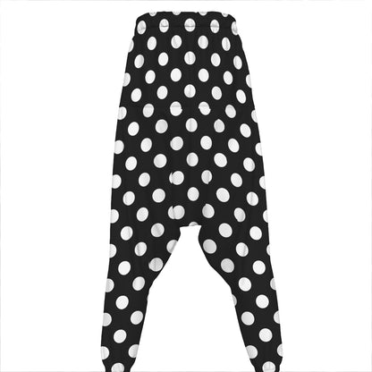 Black And White Polka Dot Pattern Print Hammer Pants
