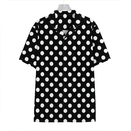 Black And White Polka Dot Pattern Print Hawaiian Shirt