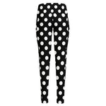 Black And White Polka Dot Pattern Print High-Waisted Pocket Leggings