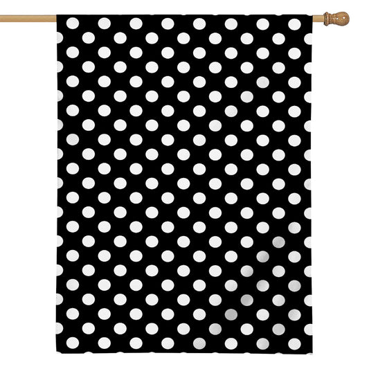 Black And White Polka Dot Pattern Print House Flag
