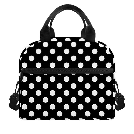 Black And White Polka Dot Pattern Print Insulated Lunch Bag