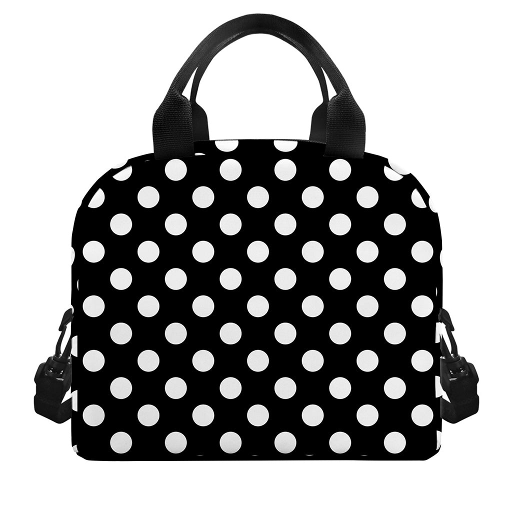 Black And White Polka Dot Pattern Print Insulated Lunch Bag