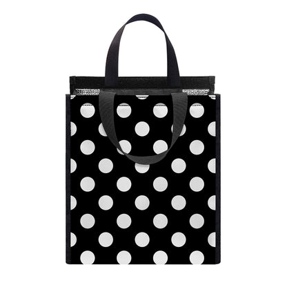 Black And White Polka Dot Pattern Print Insulated Lunch Tote