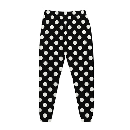 Black And White Polka Dot Pattern Print Jogger Pants