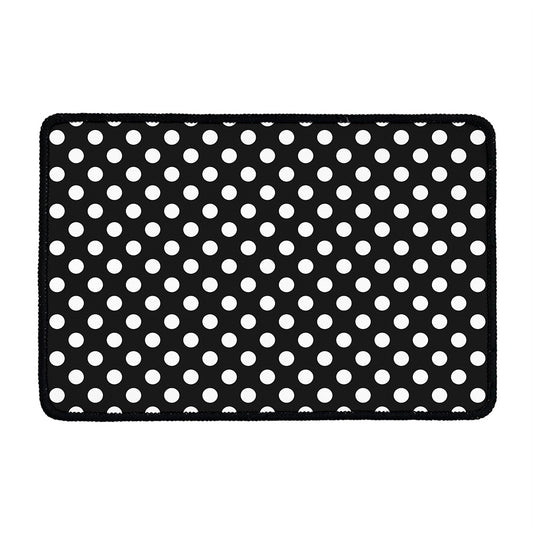 Black And White Polka Dot Pattern Print Kitchen Mat