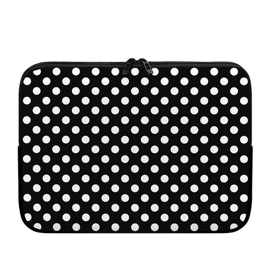 Black And White Polka Dot Pattern Print Laptop Sleeve
