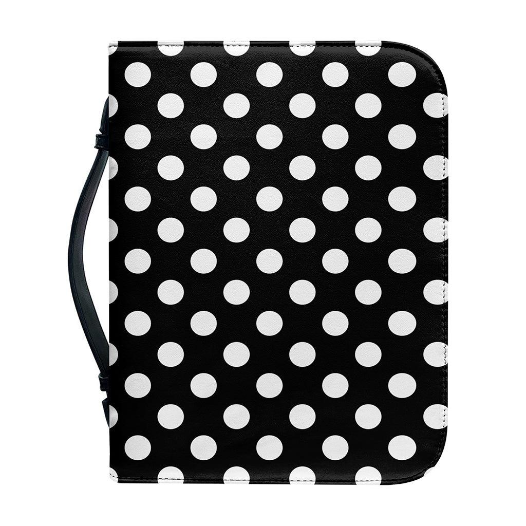 Black And White Polka Dot Pattern Print Leather Bible Cover