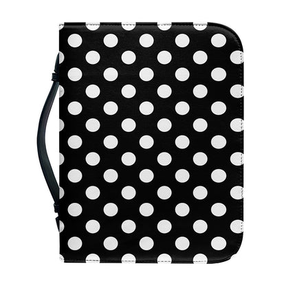 Black And White Polka Dot Pattern Print Leather Bible Cover