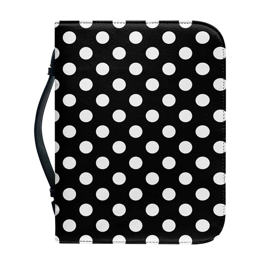 Black And White Polka Dot Pattern Print Leather Bible Cover