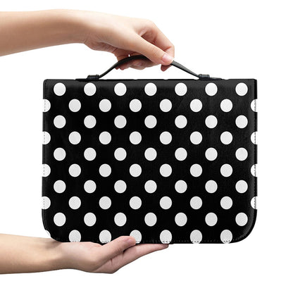 Black And White Polka Dot Pattern Print Leather Bible Cover