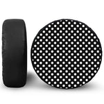 Black And White Polka Dot Pattern Print Leather Spare Tire Cover