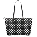 Black And White Polka Dot Pattern Print Leather Tote Bag With Zipper