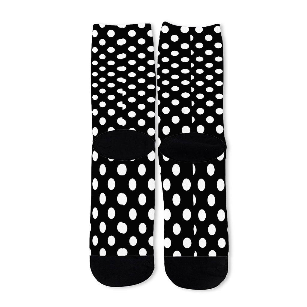 Black And White Polka Dot Pattern Print Long Socks