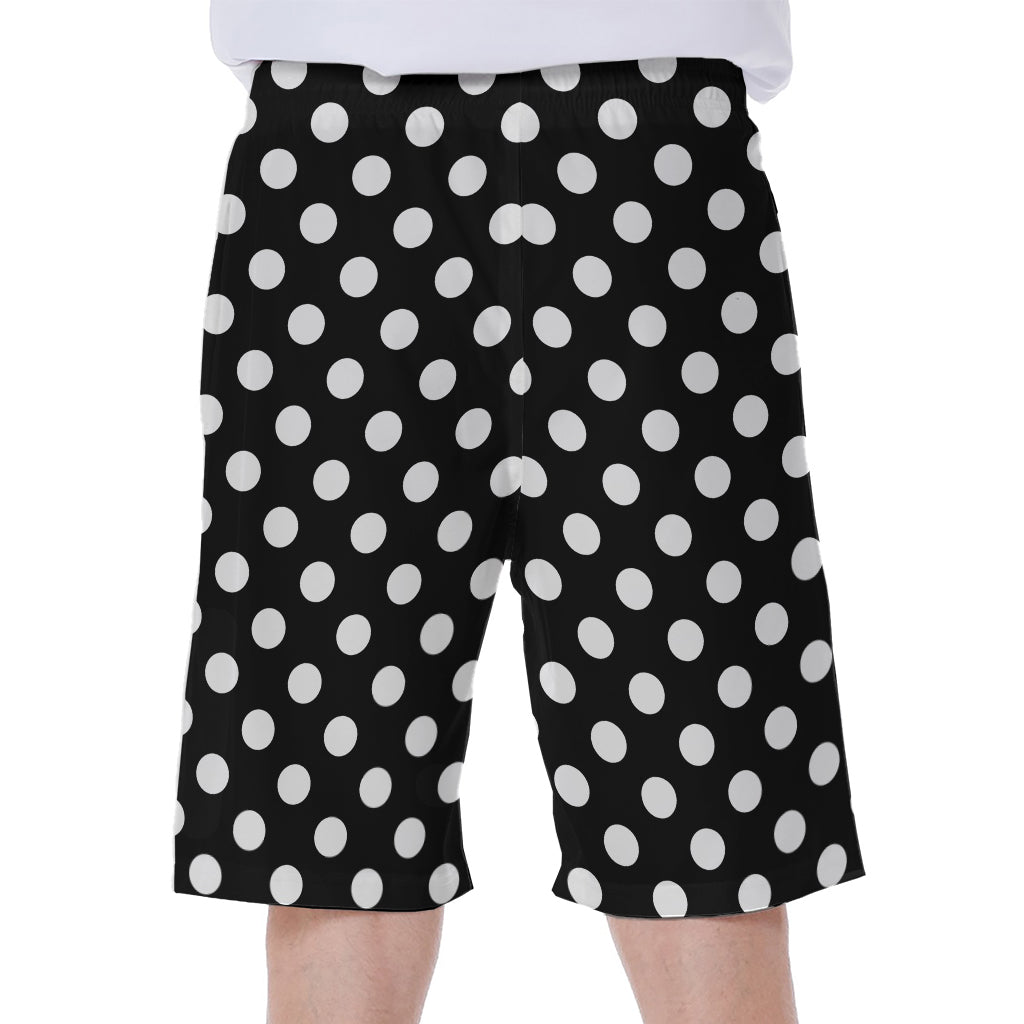 Black And White Polka Dot Pattern Print Men's Beach Shorts