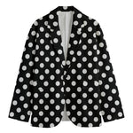 Black And White Polka Dot Pattern Print Men's Blazer