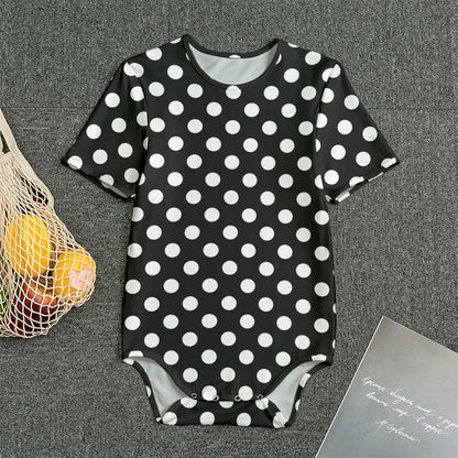 Black And White Polka Dot Pattern Print Men's Bodysuit