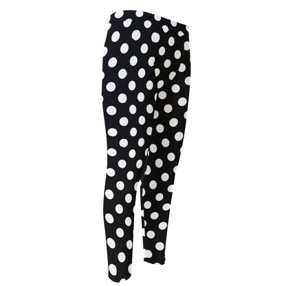 Black And White Polka Dot Pattern Print Men's Compression Pants
