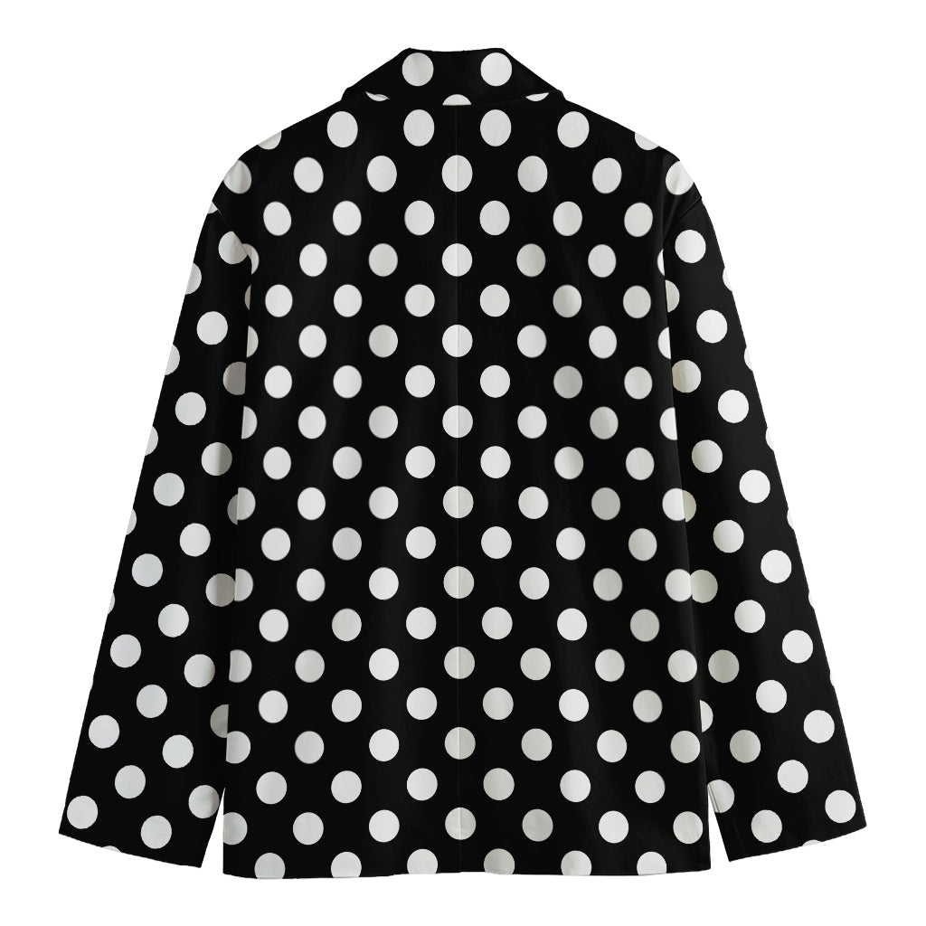 Black And White Polka Dot Pattern Print Men's Cotton Blazer