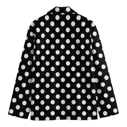 Black And White Polka Dot Pattern Print Men's Cotton Blazer
